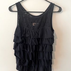 Navy Blue Hollister Ruffles and Lace Tank